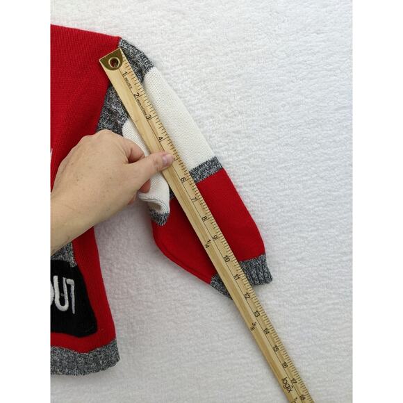 Vtg 90s Miniwaves Scotty Dog Cardigan Sweater Boys 4T/5T Red Gray Pockets Retro - Picture 8 of 10
